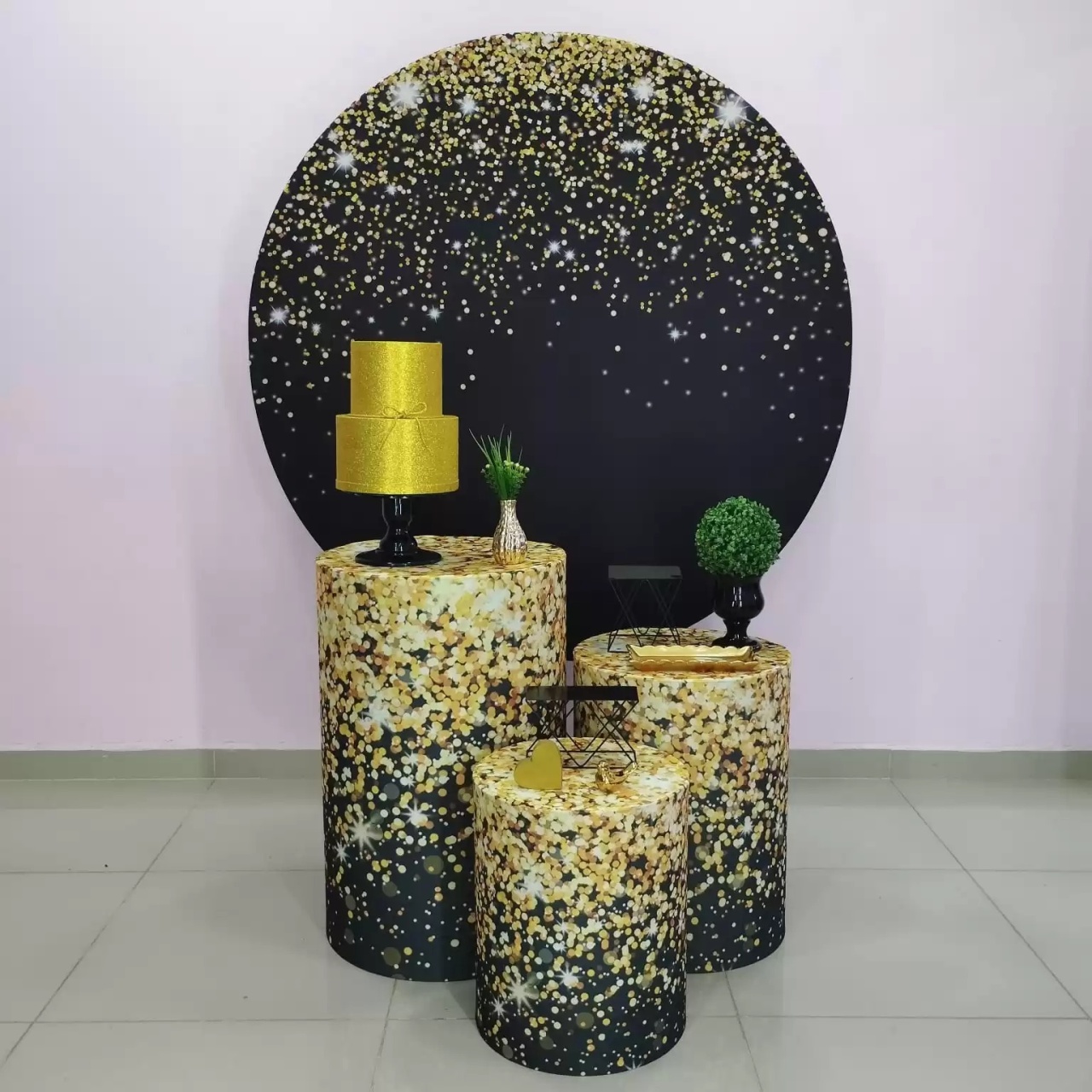 Kit Adulto Preto Com Glitter Dourado Numero 12 - pampegueemonte