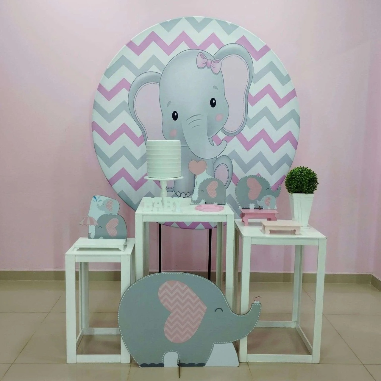 Kit Elefante Rosa Numero 7 - pampegueemonte