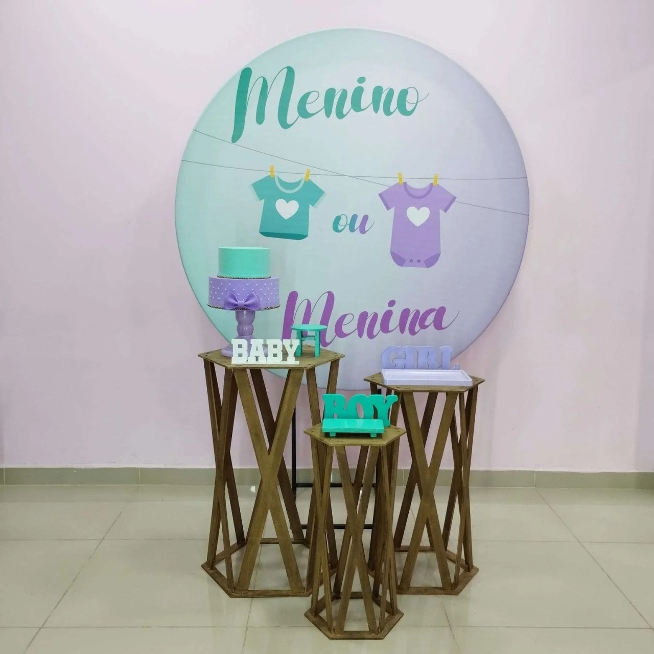 Kit Chá Revelação Lilás E Verde Numero 4 - pampegueemonte