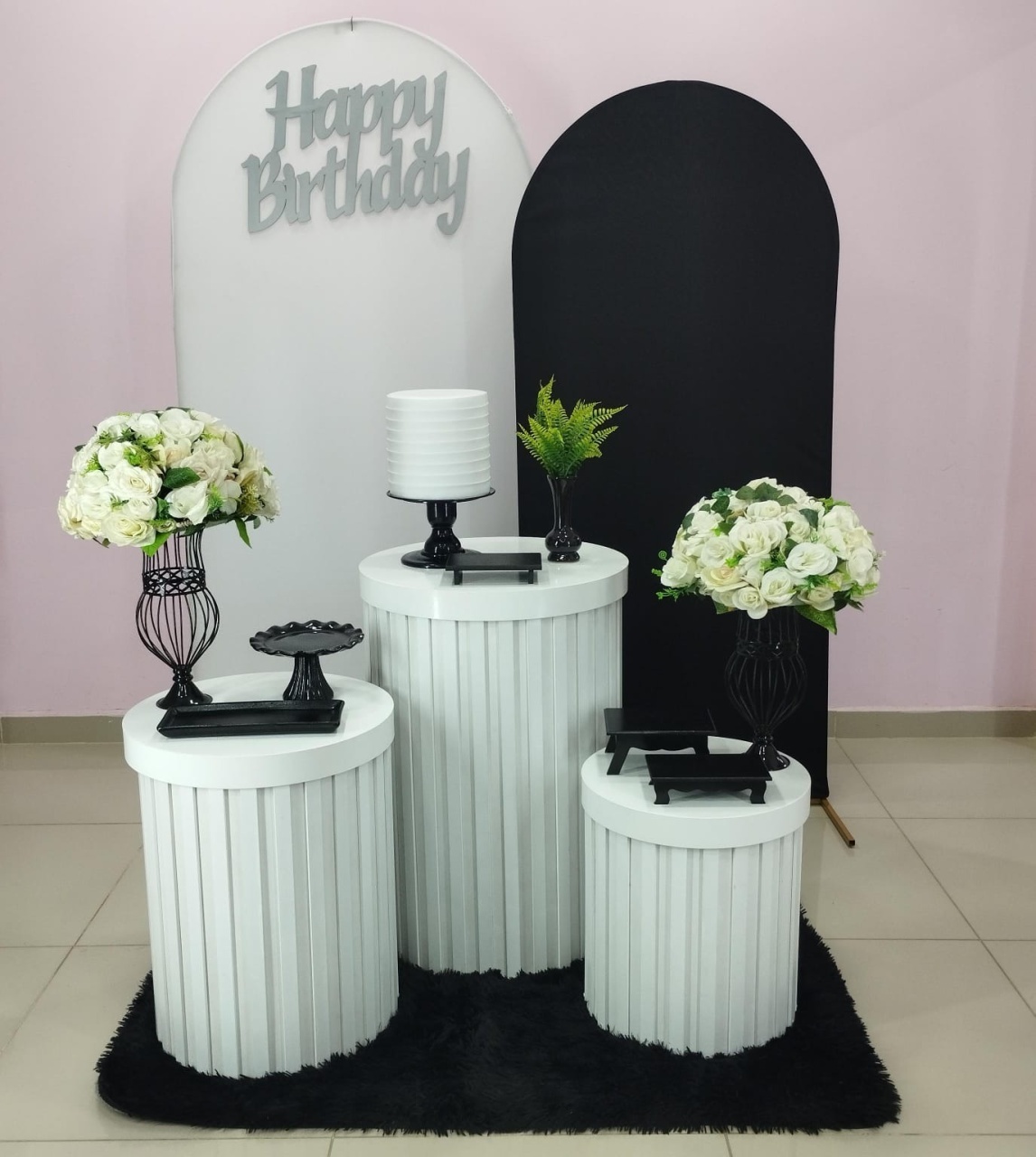 Kit Adulto Cilindro Ripado Branco E Preto - pampegueemonte