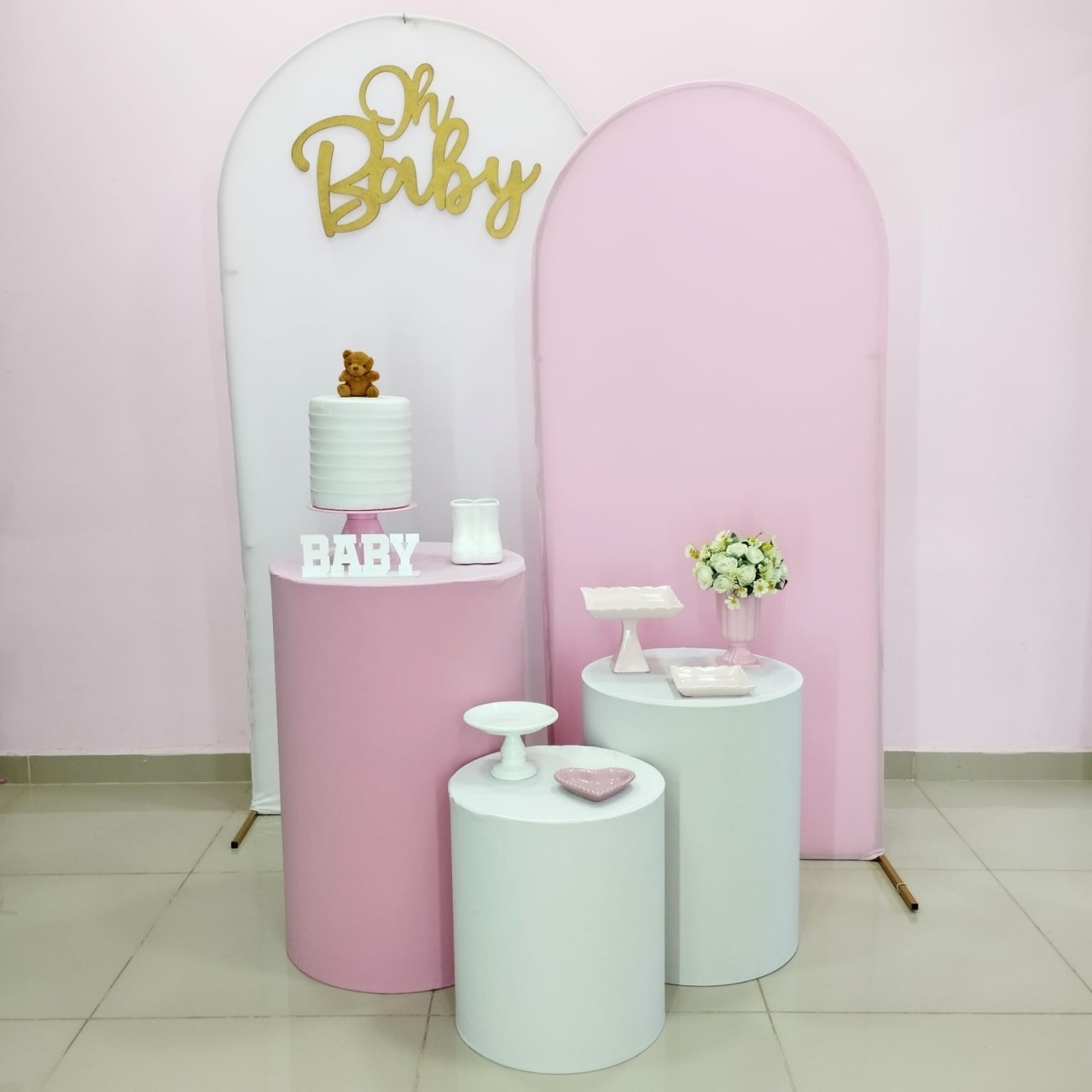 Kit Chá de Bebê Rosa Numero 7 - pampegueemonte