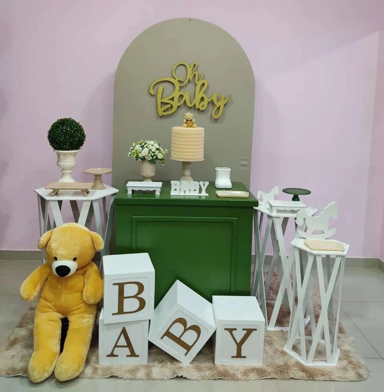 Kit Urso Com Floral Verde Numero 21 - pampegueemonte
