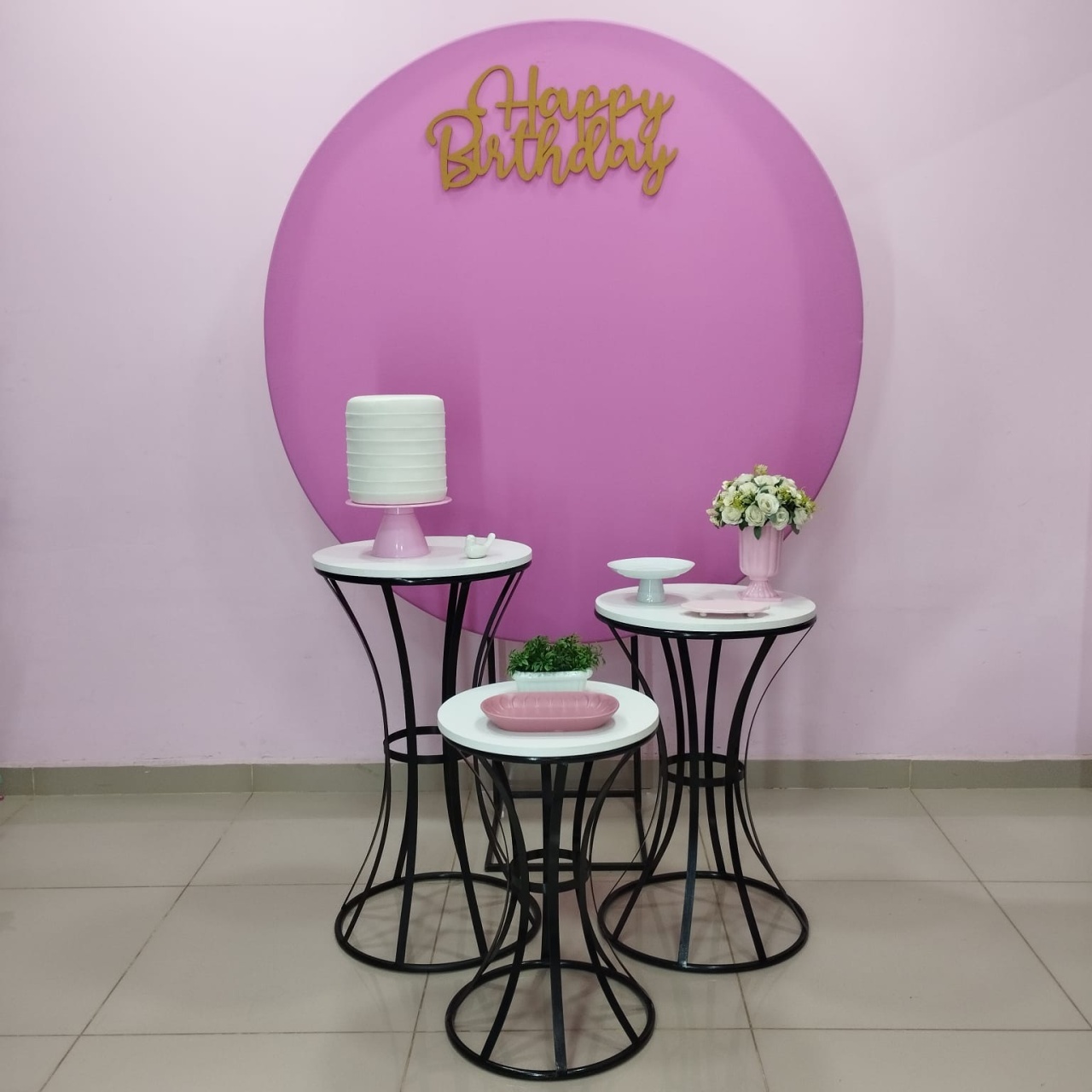 Kit Adulto Rosa Painel Redondo Numero 6 - pampegueemonte