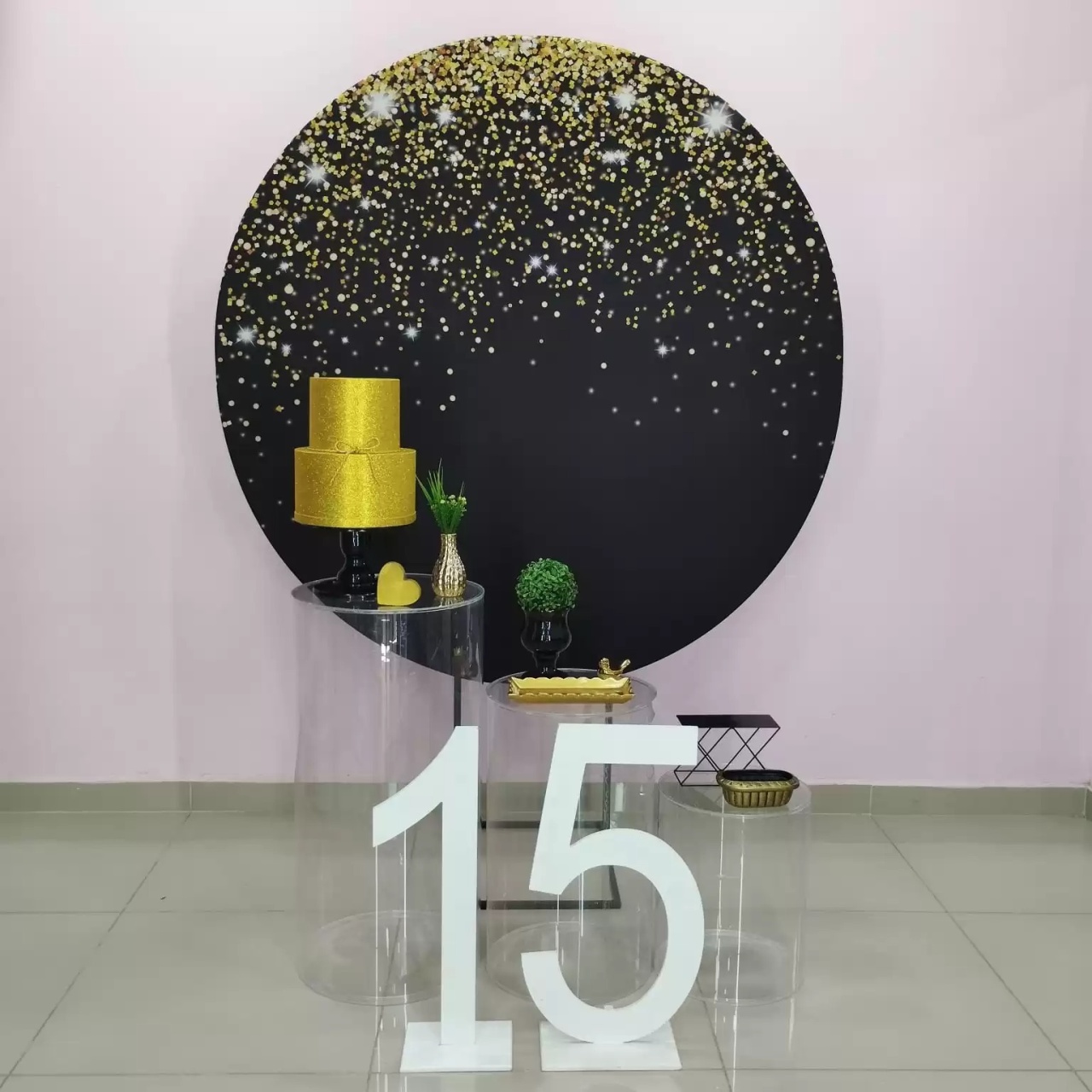 Kit Adulto Preto Com Glitter Dourado Numero 5 - pampegueemonte