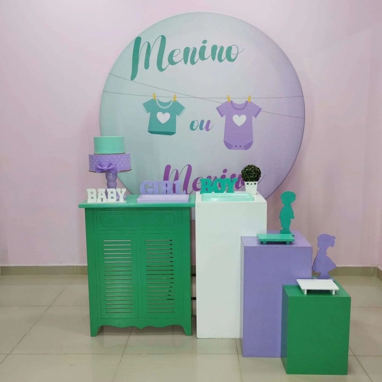 Kit Chá Revelação Lilás E Verde Numero 9 - pampegueemonte