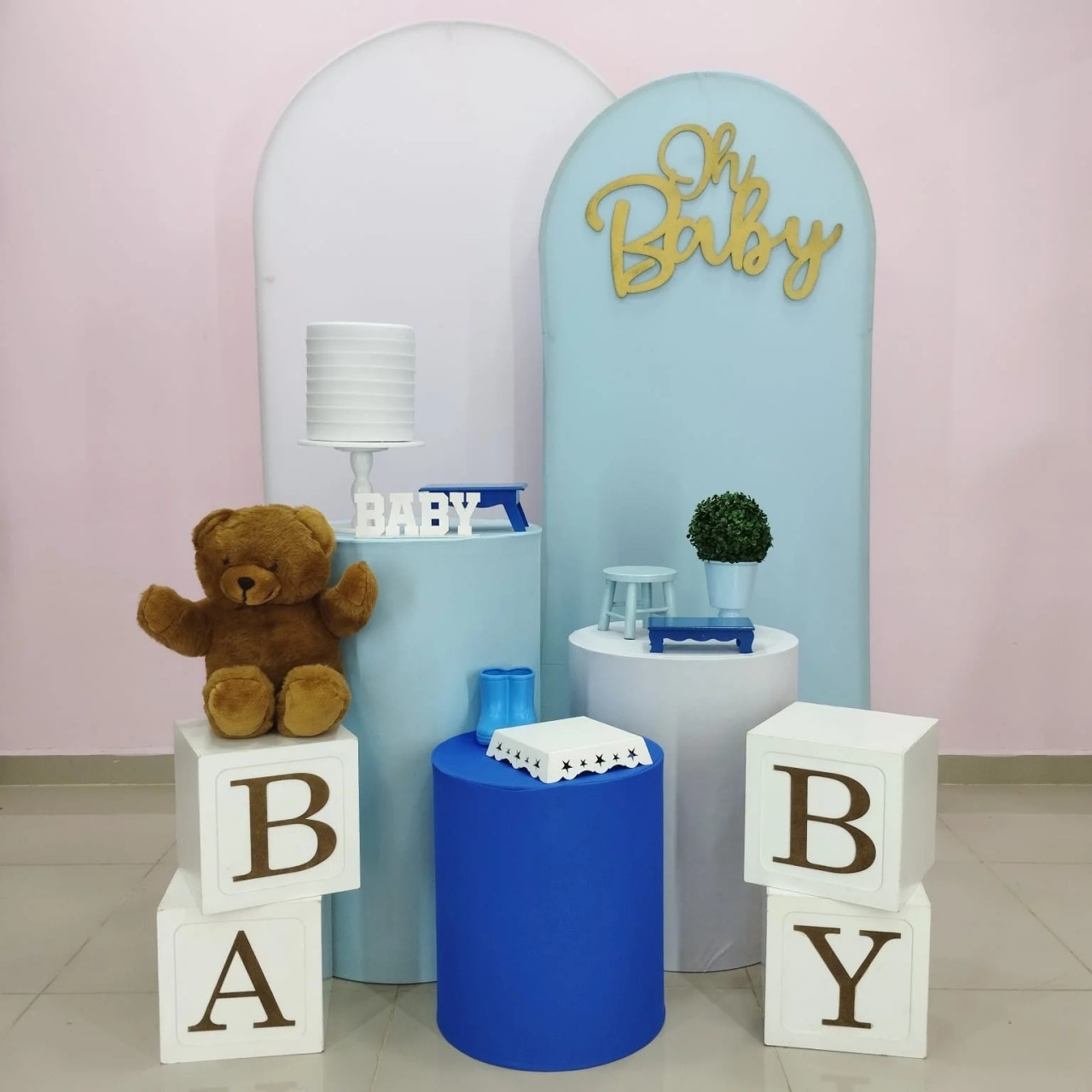 Kit Chá de Bebê Branco E Azul Numero 4 - pampegueemonte