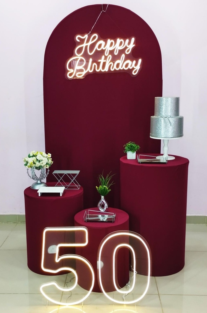 Kit Adulto 50 Anos Marsala E Prata - pampegueemonte