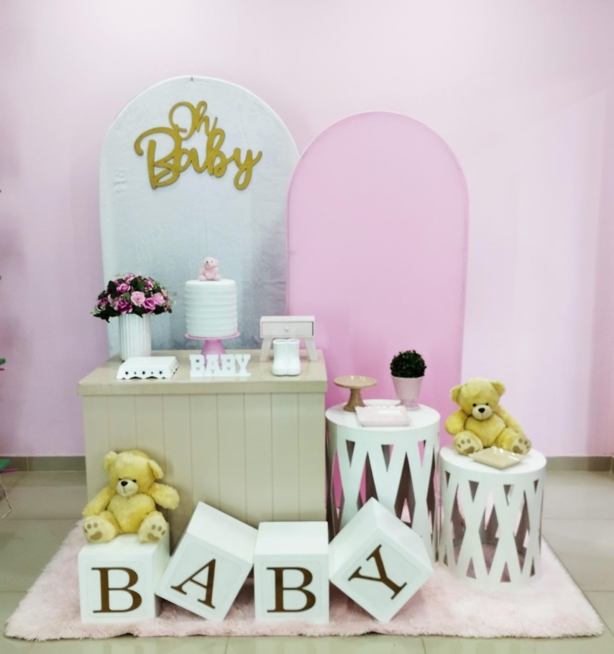 Kit Chá de Bebê Rosa Numero 1 - pampegueemonte