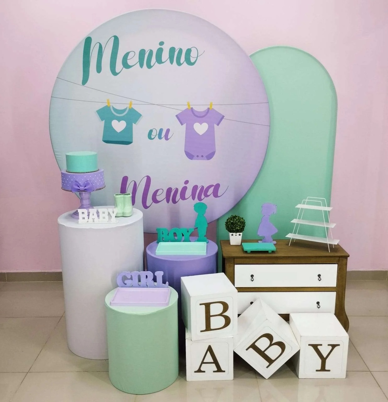 Kit Chá Revelação Lilás E Verde Numero 21 - pampegueemonte
