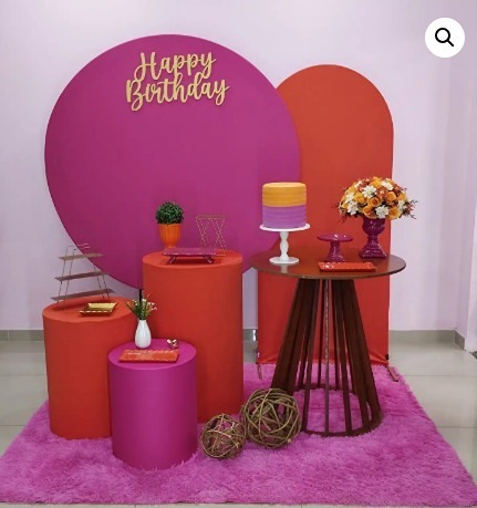 Kit Adulto Pink E Laranja Painel Redondo Numero 4 - pampegueemonte