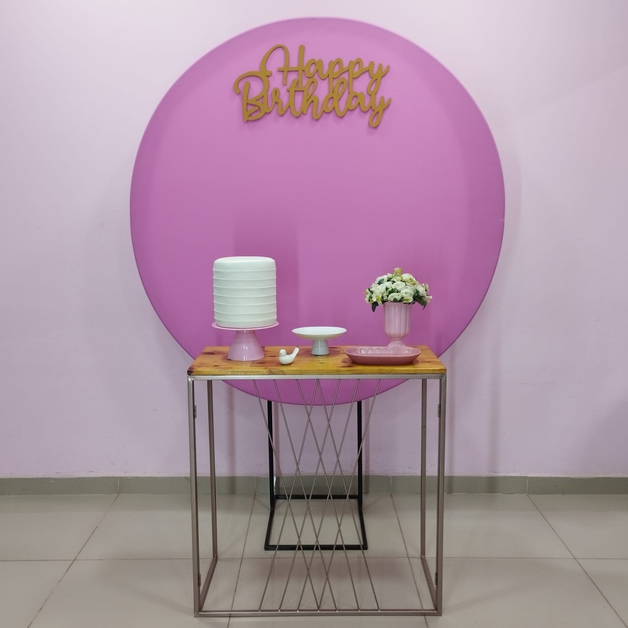 Kit Adulto Rosa Painel Redondo Numero 4 - pampegueemonte