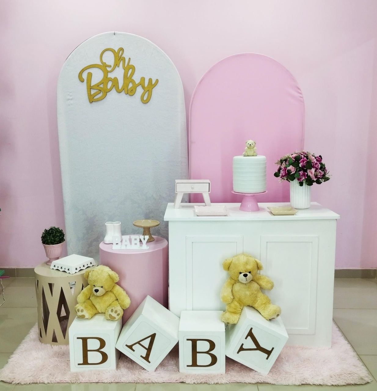 Kit Chá de Bebê Rosa Numero 2 - pampegueemonte