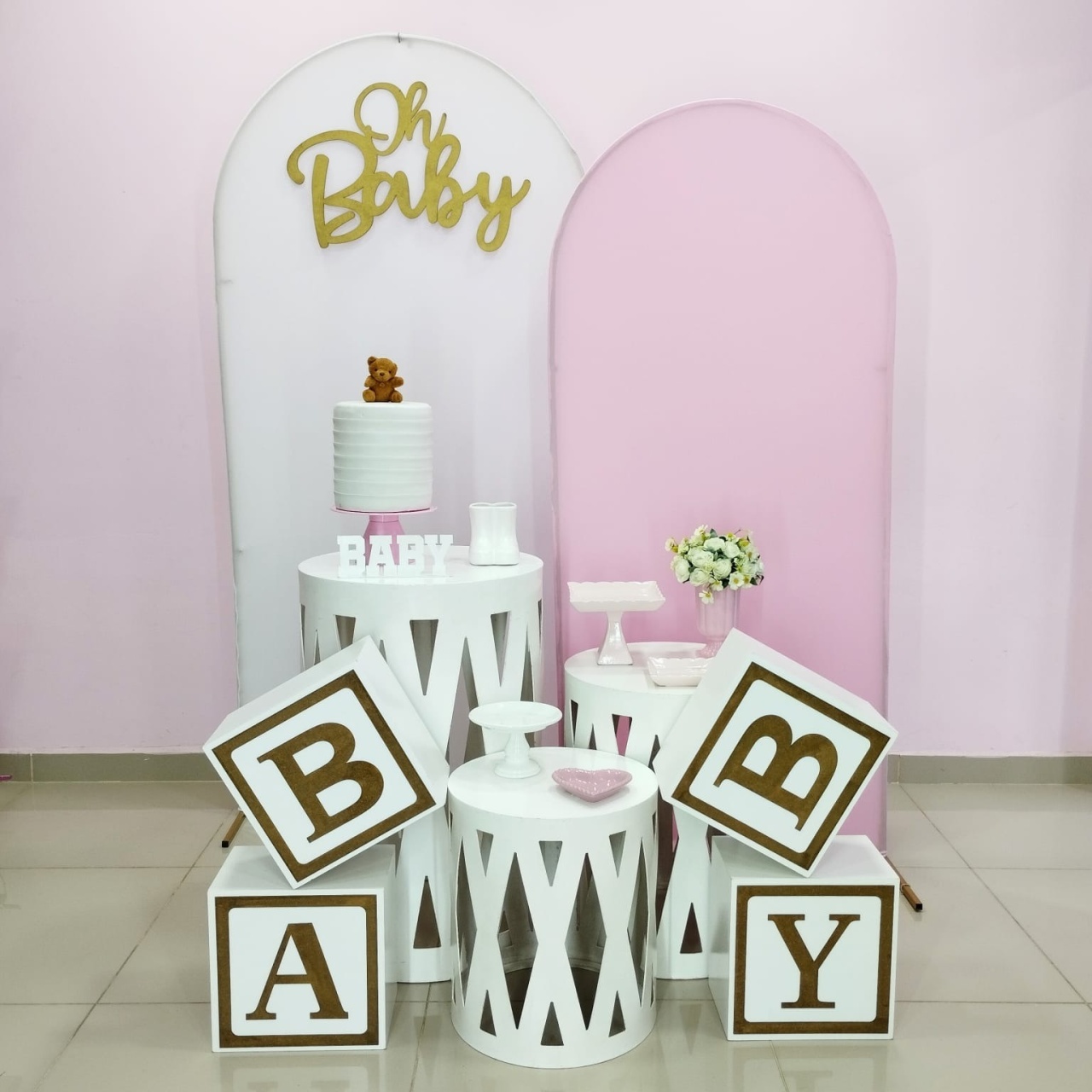Kit Chá de Bebê Rosa Numero 5 - pampegueemonte