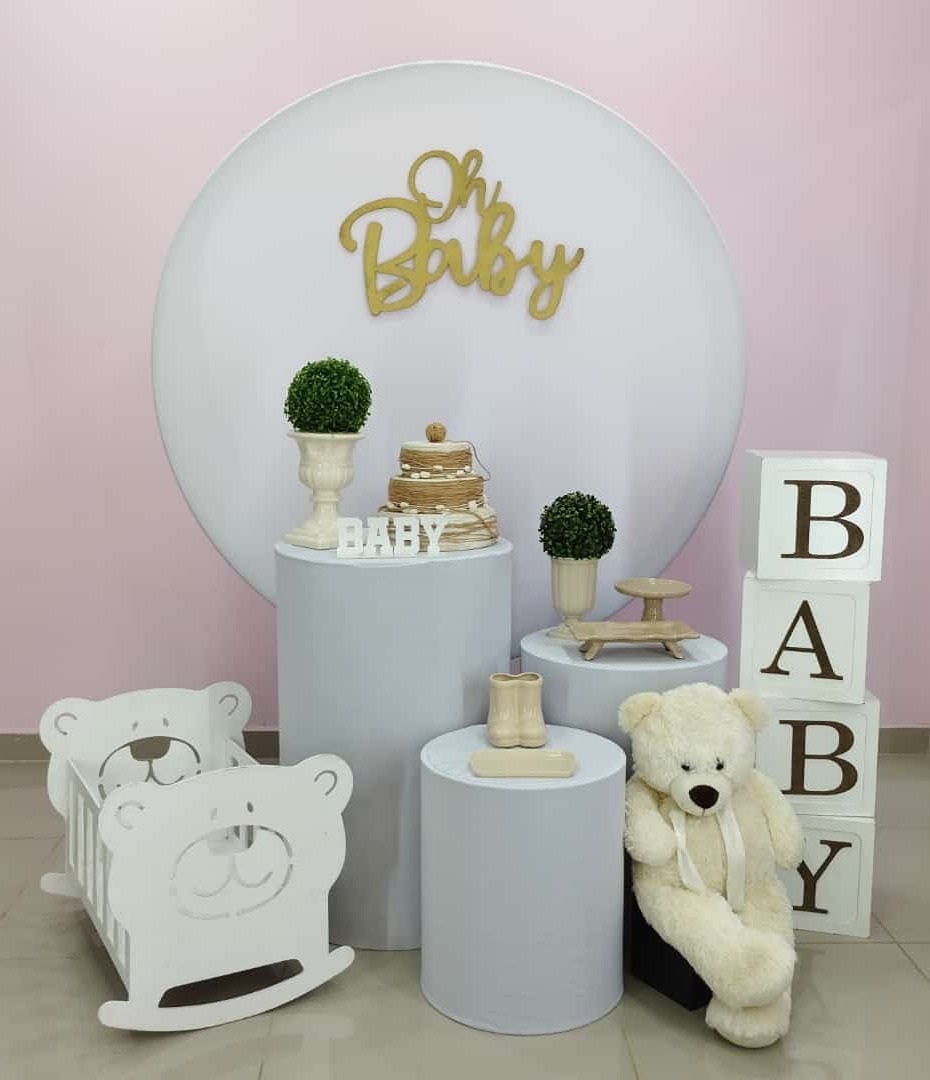 Kit Chá de Bebe Branco E Nude Numero 2  - pampegueemonte
