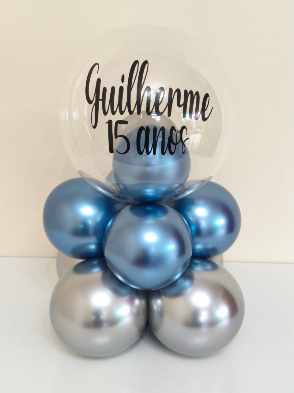 Bubble de Mesa 40Cm de Altura Azul E Prata - pampegueemonte