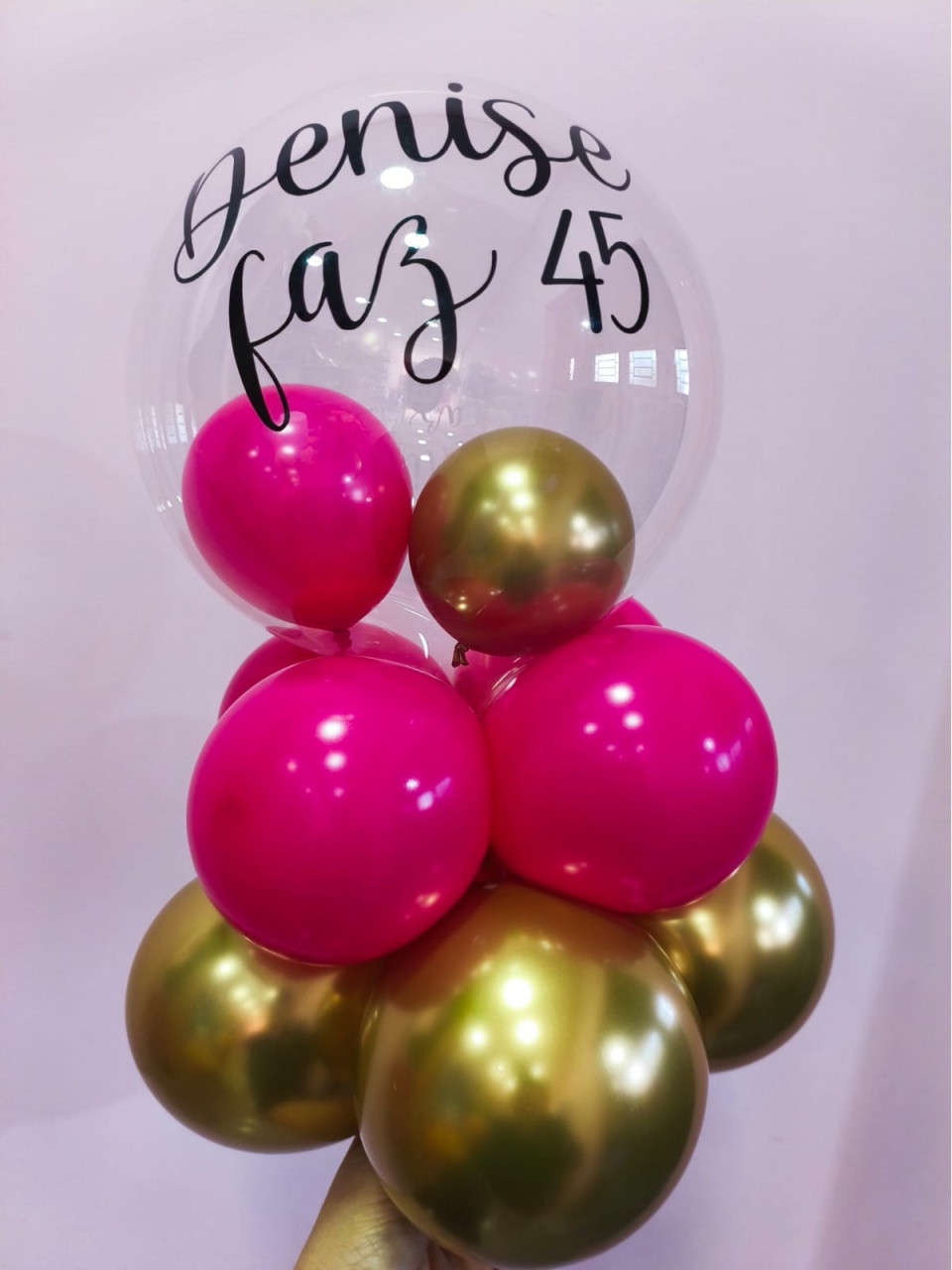 Bubble de Mesa 40Cm de Altura Pink E Dourado - pampegueemonte