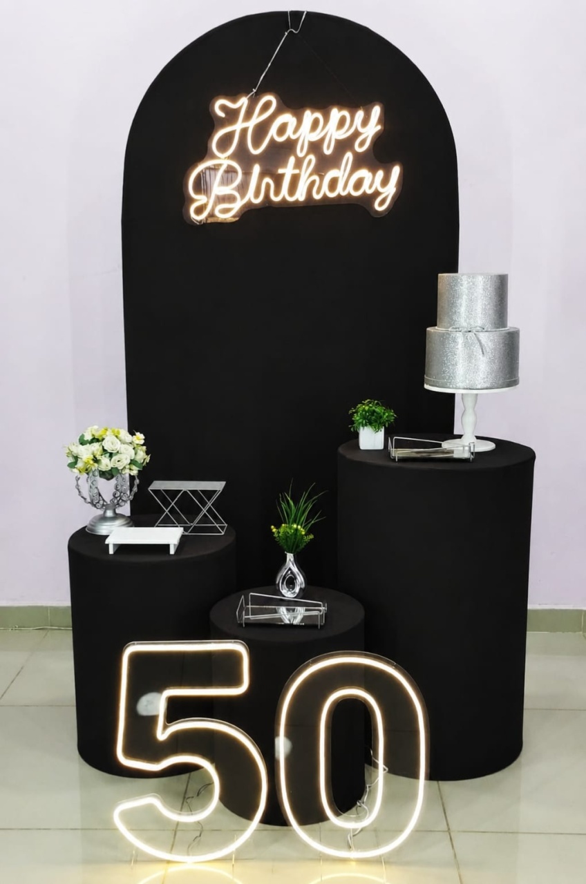 Kit Adulto 50 Anos Preto E Prata - pampegueemonte