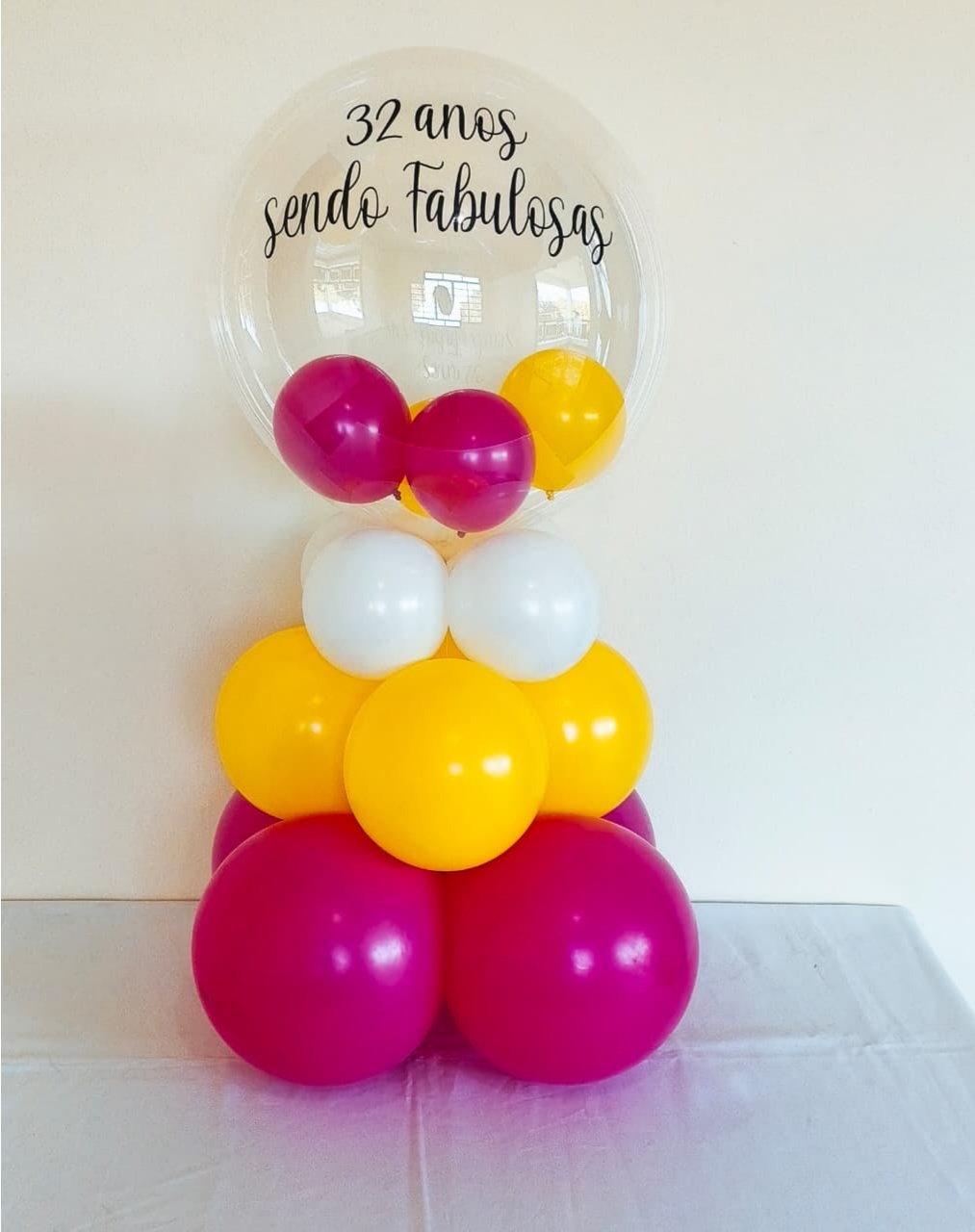 Bubble de Chão 70Cm de Altura Pink Amarelo E Branco - pampegueemonte