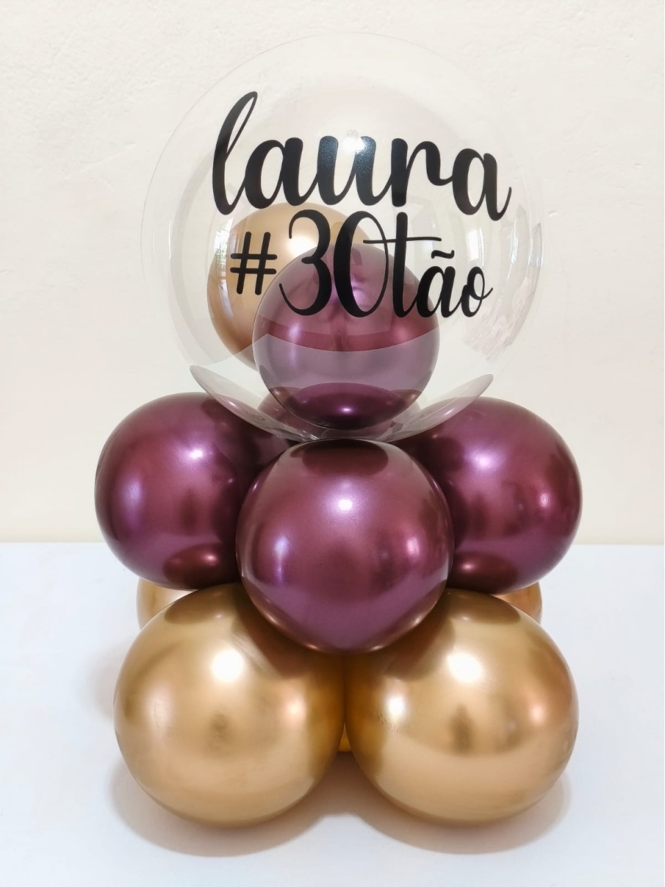 Bubble de Mesa 40Cm de Altura Marsala E Dourado - pampegueemonte