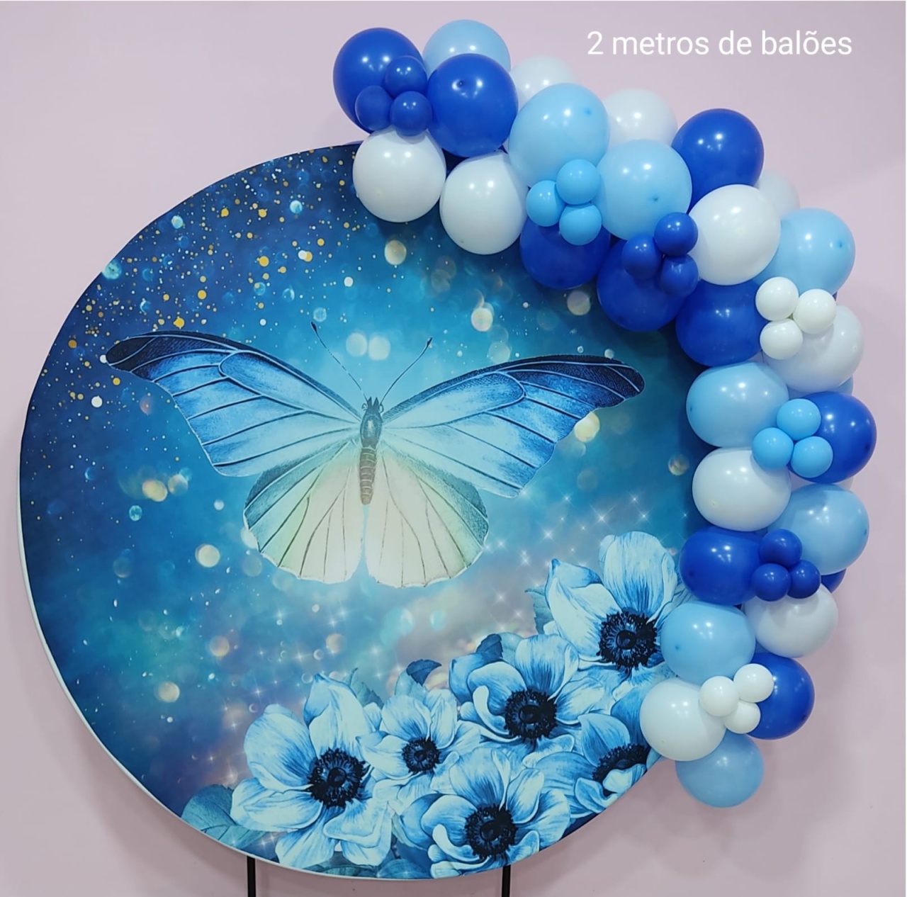 Arco de Balões 2 Metros Borboleta Azul - pampegueemonte