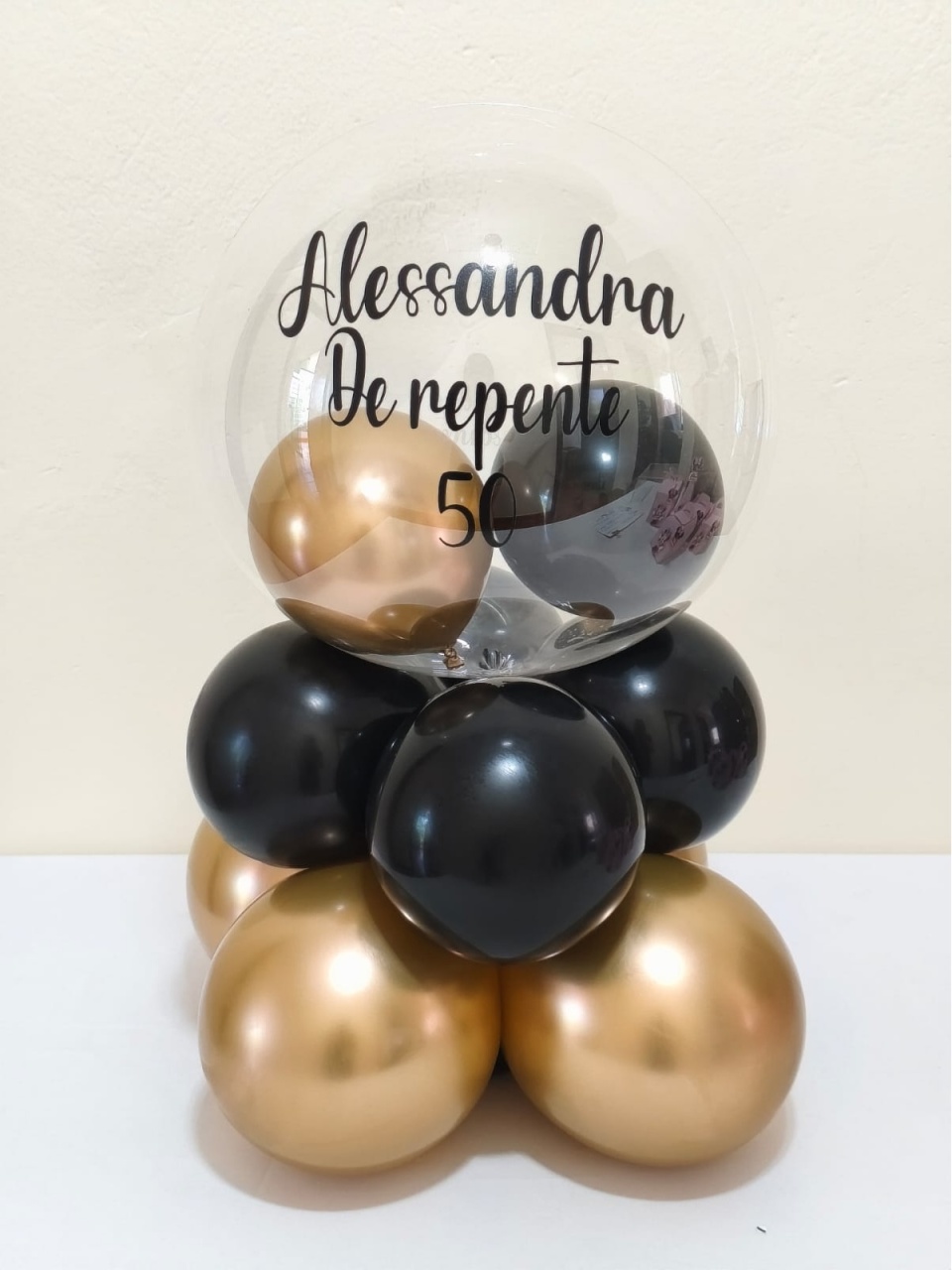 Bubble de Mesa 40Cm de Altura Preto E Dourado - pampegueemonte
