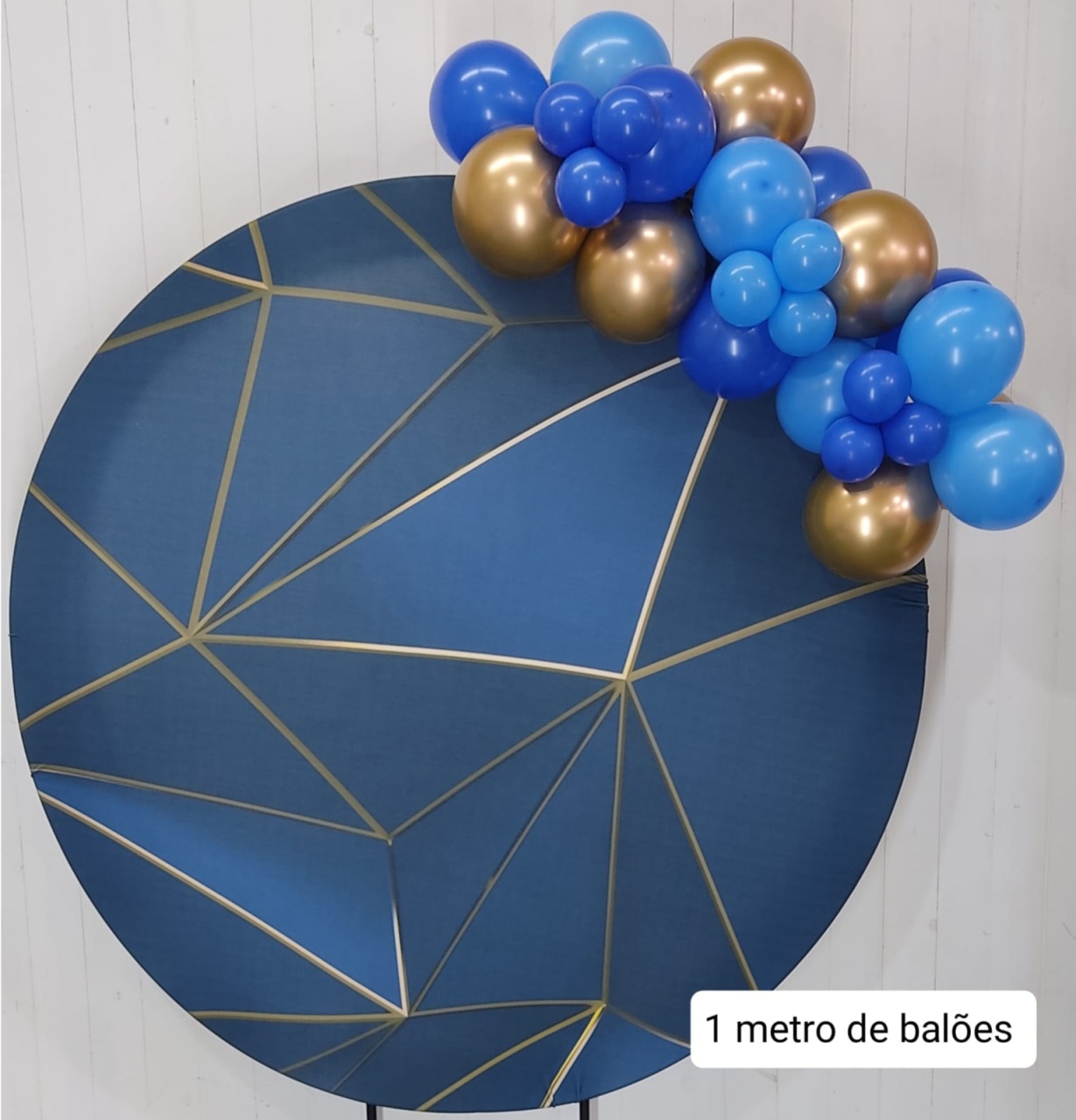 Arco de Balões 1 Metro Azul Celeste Azul Bb E Dourado Metalizado - pampegueemonte