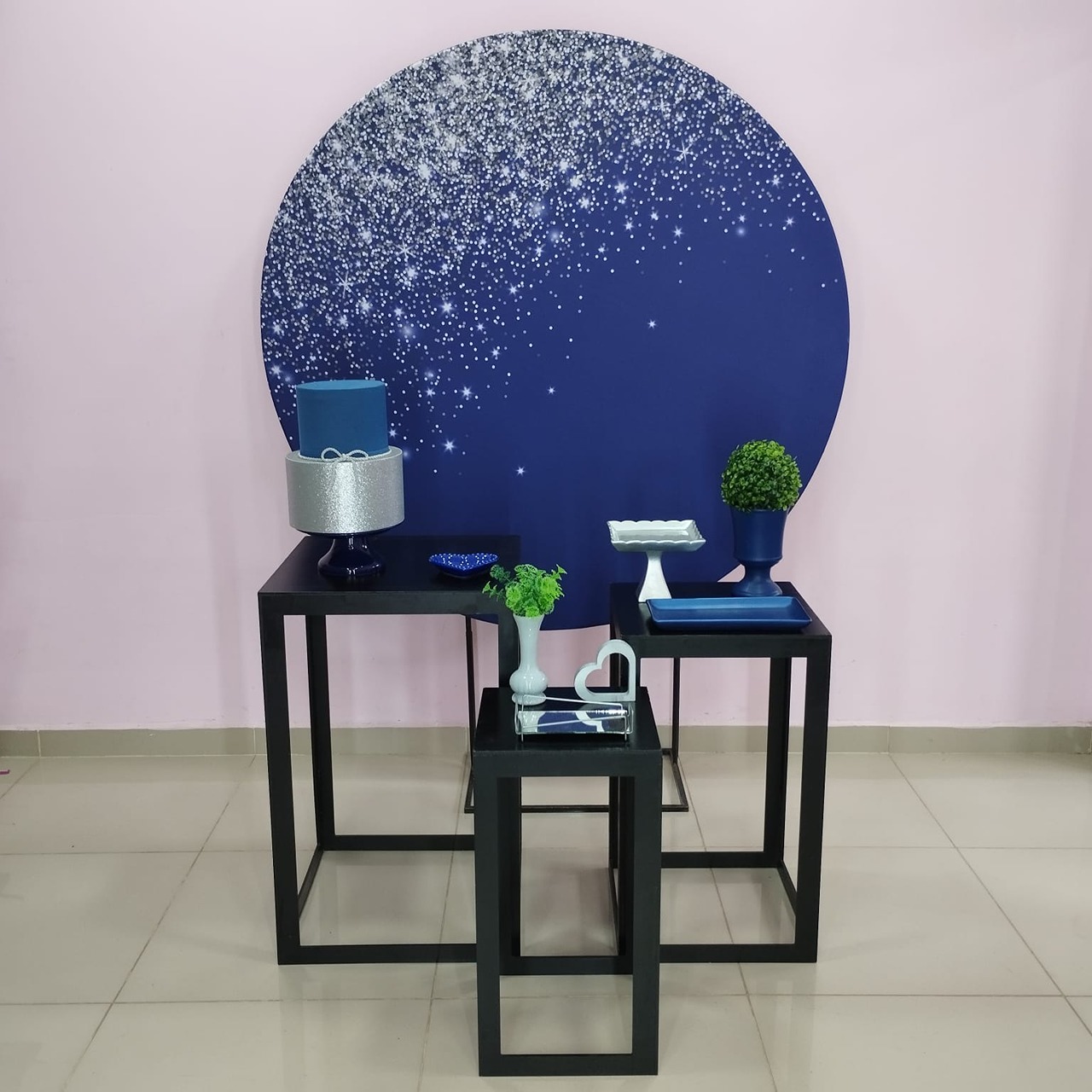 Kit Adulto Azul Com Glitter Prata Número 9 - pampegueemonte