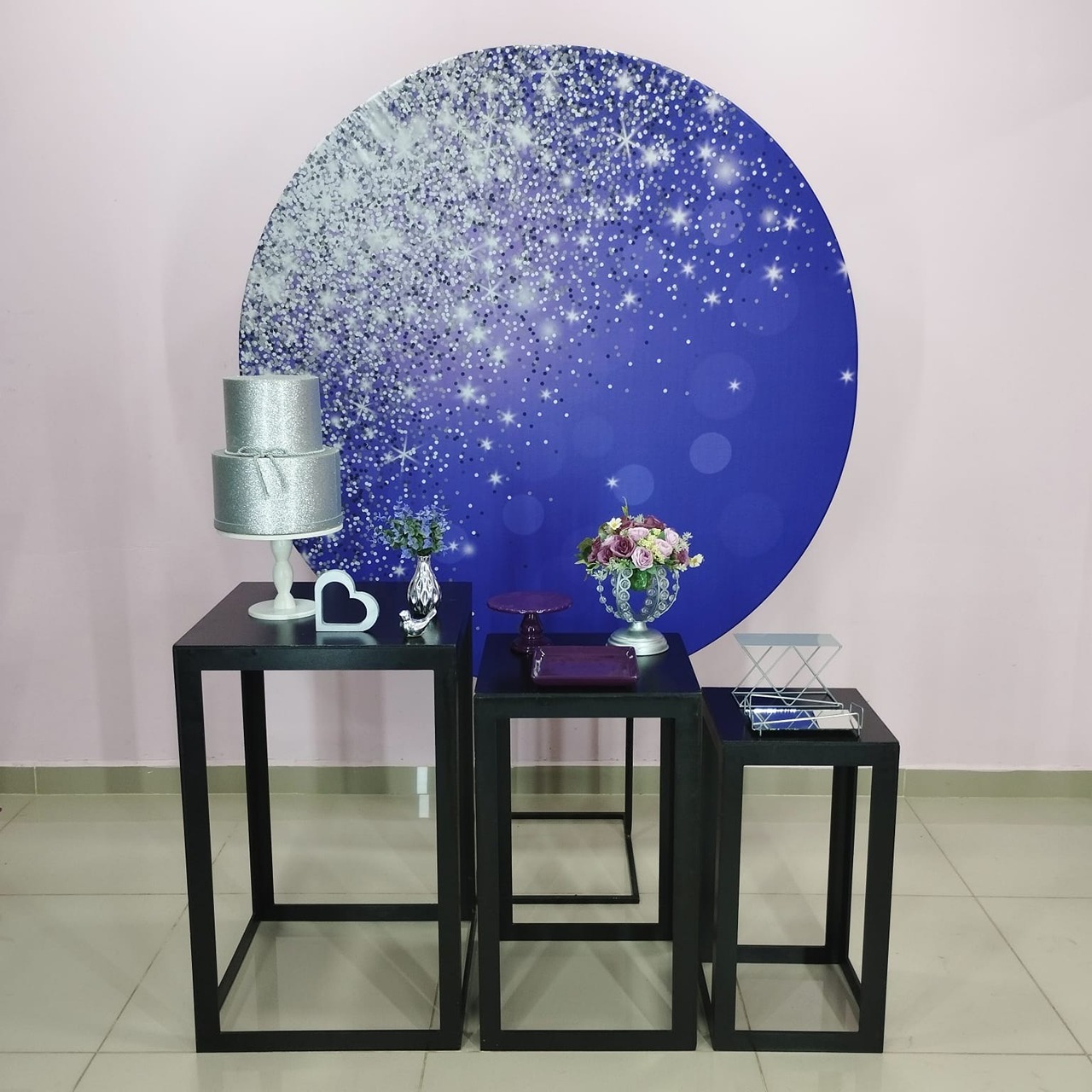 Kit Adulto Roxo Com Glitter Prata Numero 7 - pampegueemonte