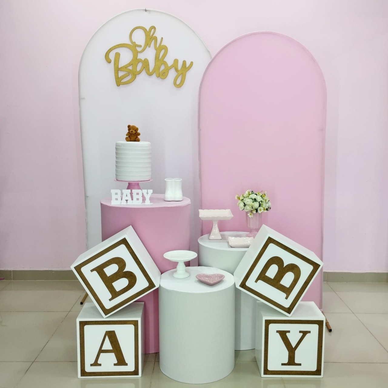 Kit Chá de Bebê Rosa Numero 6 - pampegueemonte