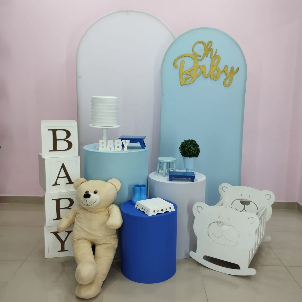 Kit Chá de Bebê Branco E Azul Numero 2 - pampegueemonte