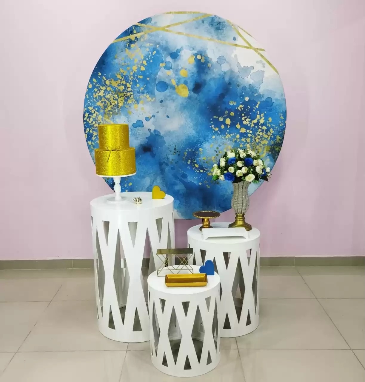 Kit Adulto Azul Branco E Dourado Numero 8 - pampegueemonte