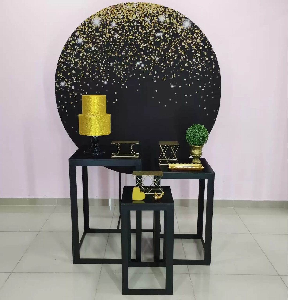 Kit Adulto Preto Com Glitter Dourado Numero 9 - pampegueemonte