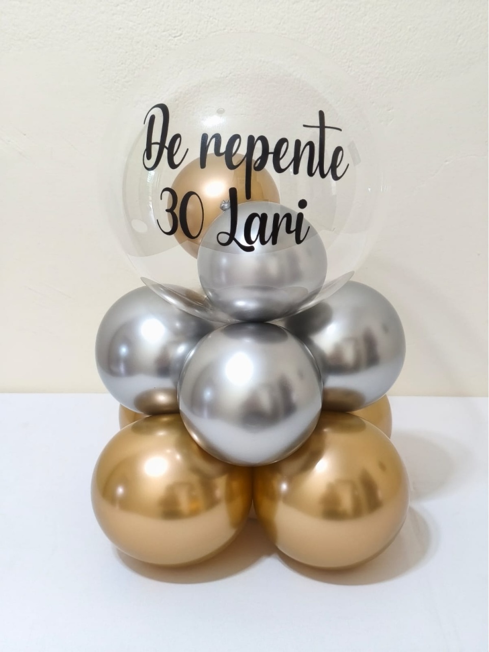 Bubble de Mesa 40Cm de Altura Prata E Dourado - pampegueemonte