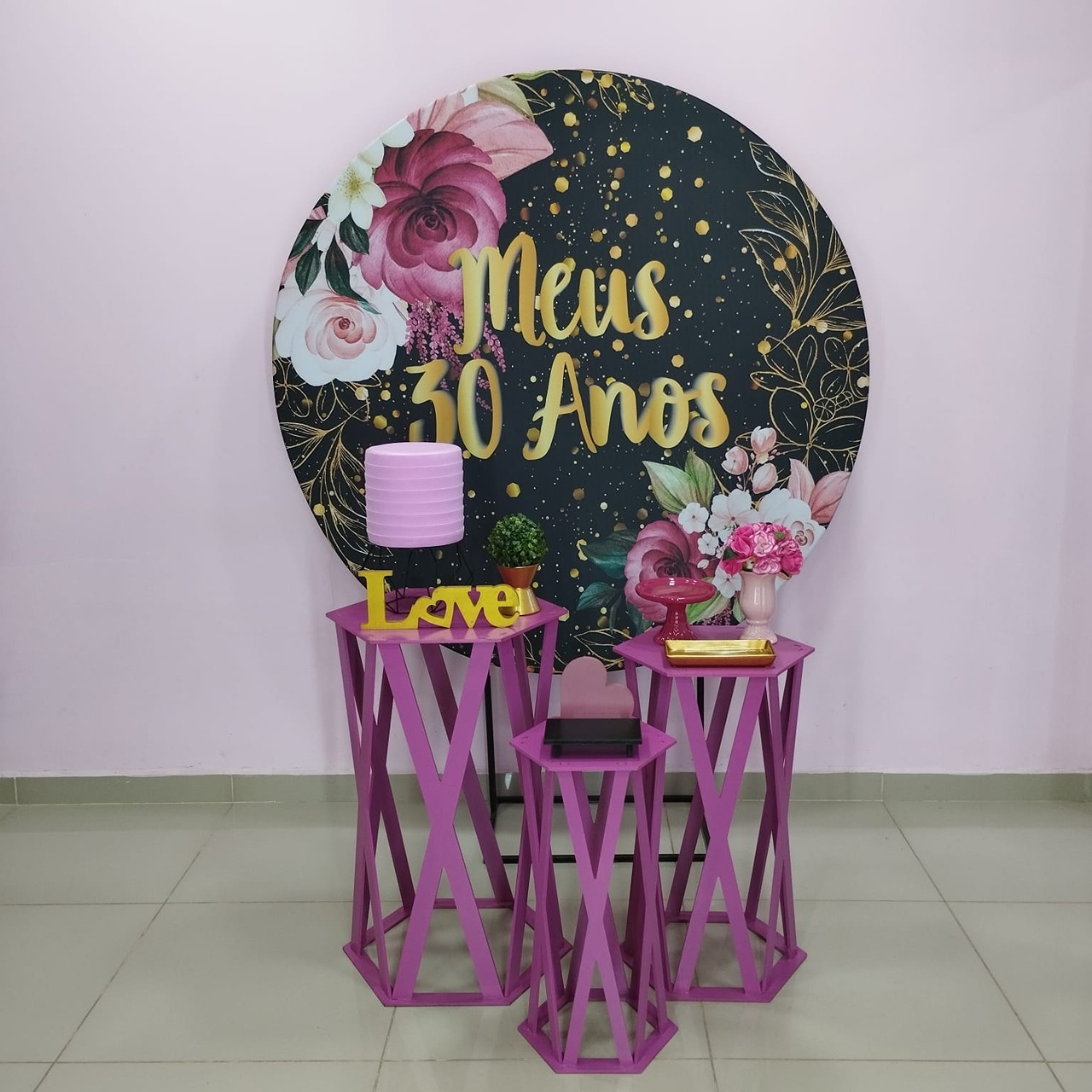 Kit 30 Anos Preto E Pink Número 9 - pampegueemonte