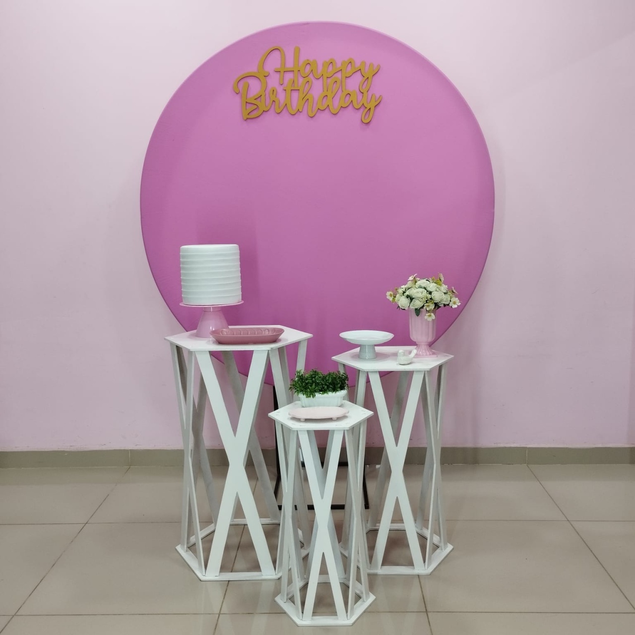 Kit Adulto Rosa Painel Redondo Numero 2 - pampegueemonte
