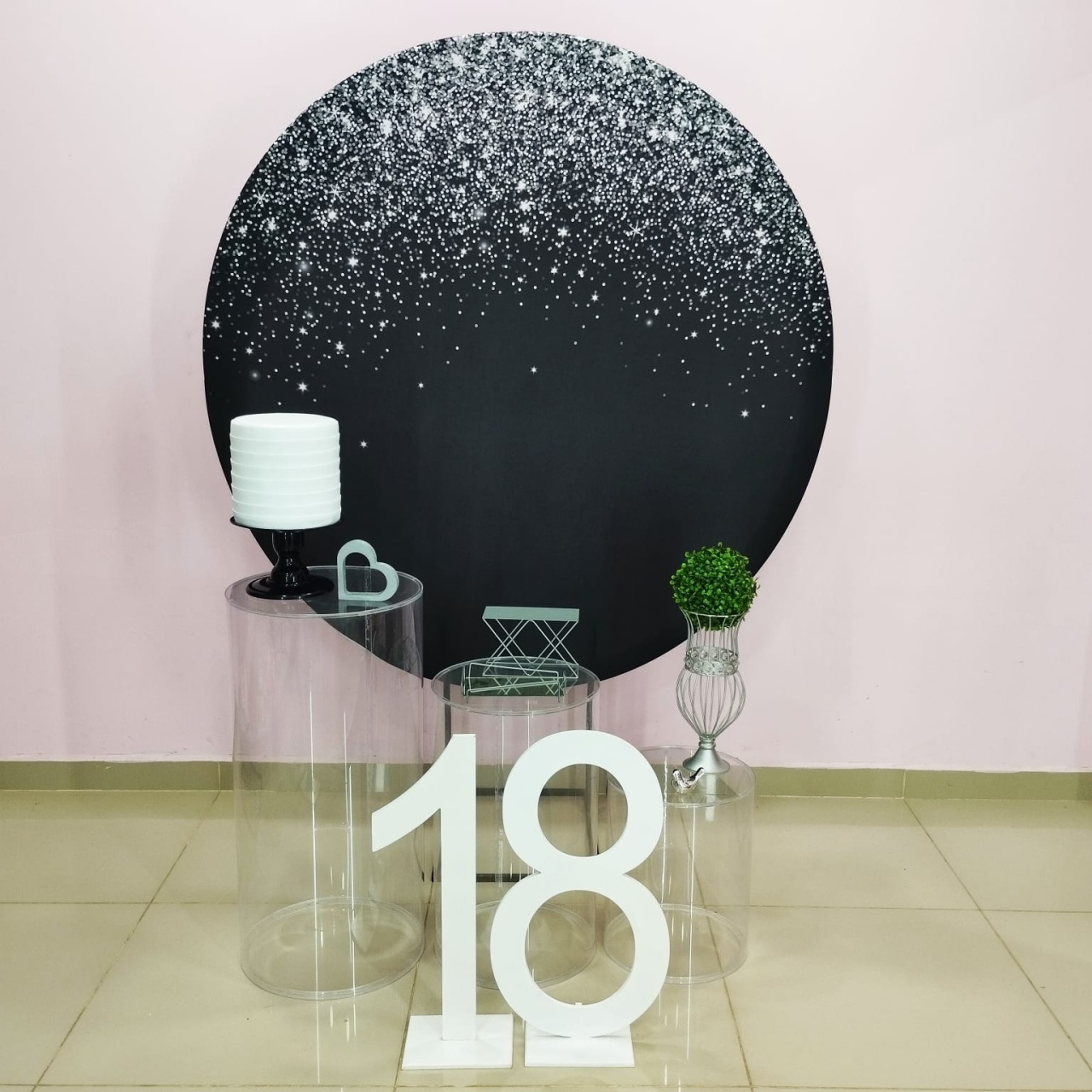 Kit Adulto Preto Com Glitter Prata Numero 15 - pampegueemonte