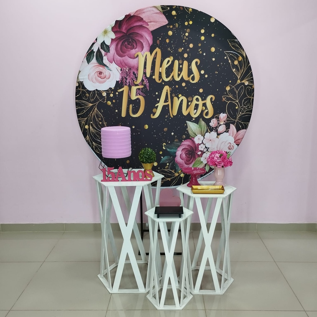 Kit 15 Anos Preto E Pink Número 10 - pampegueemonte