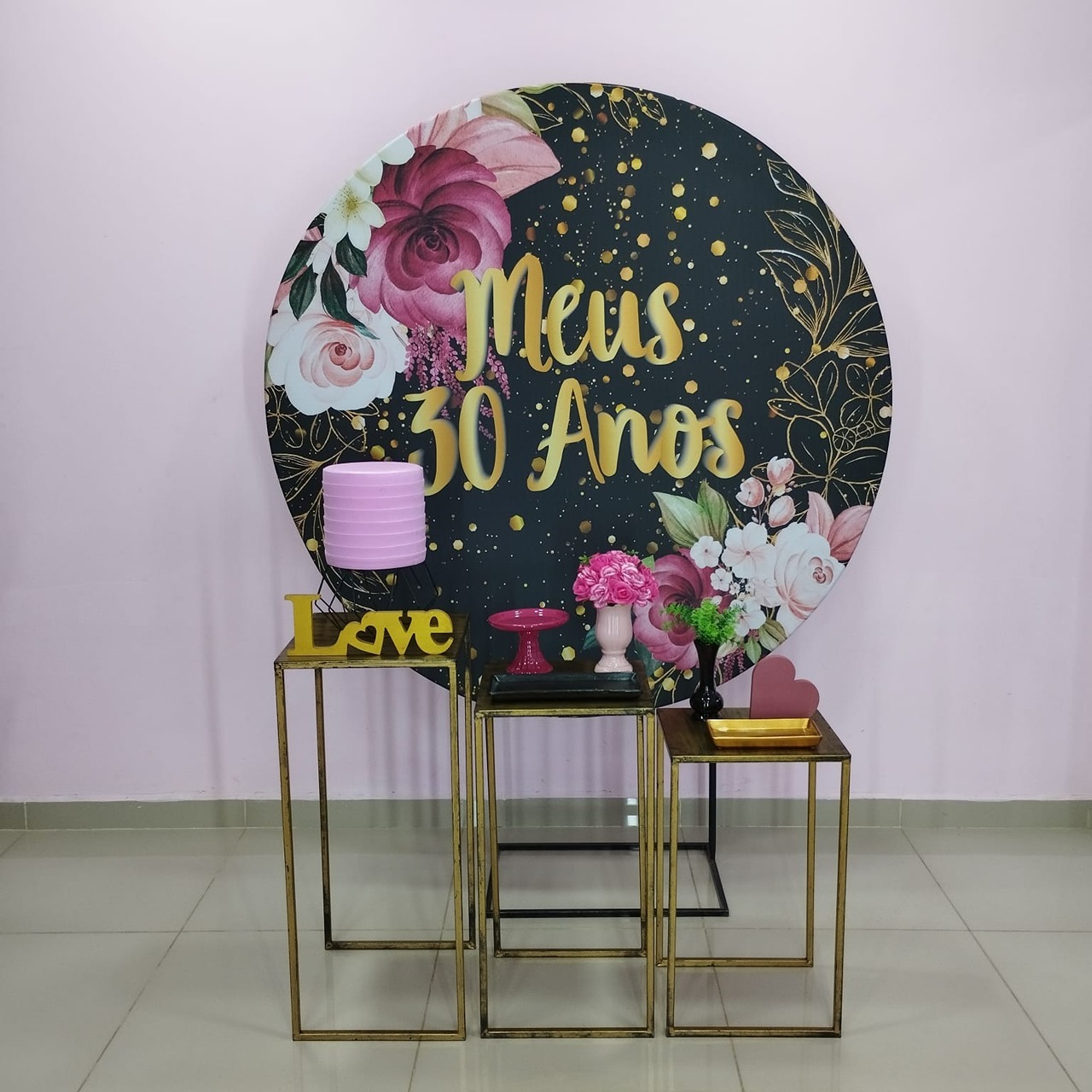Kit 30 Anos Preto E Pink Número 6 - pampegueemonte
