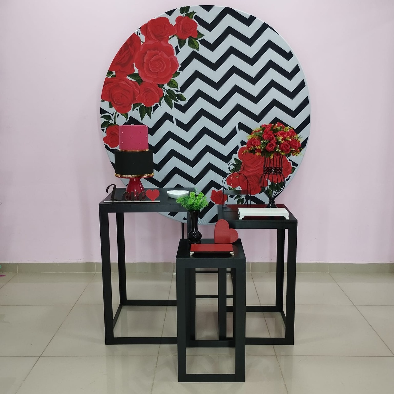 Kit Adulto Floral Vermelho E Preto Número 1 - pampegueemonte