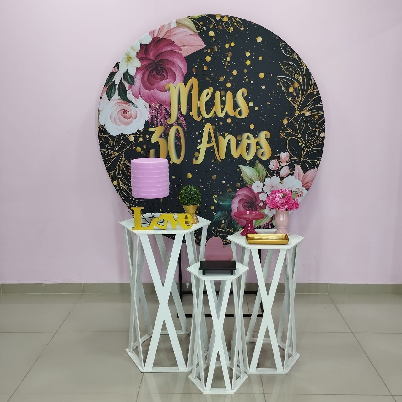 Kit 30 Anos Preto E Pink Número 10 - pampegueemonte