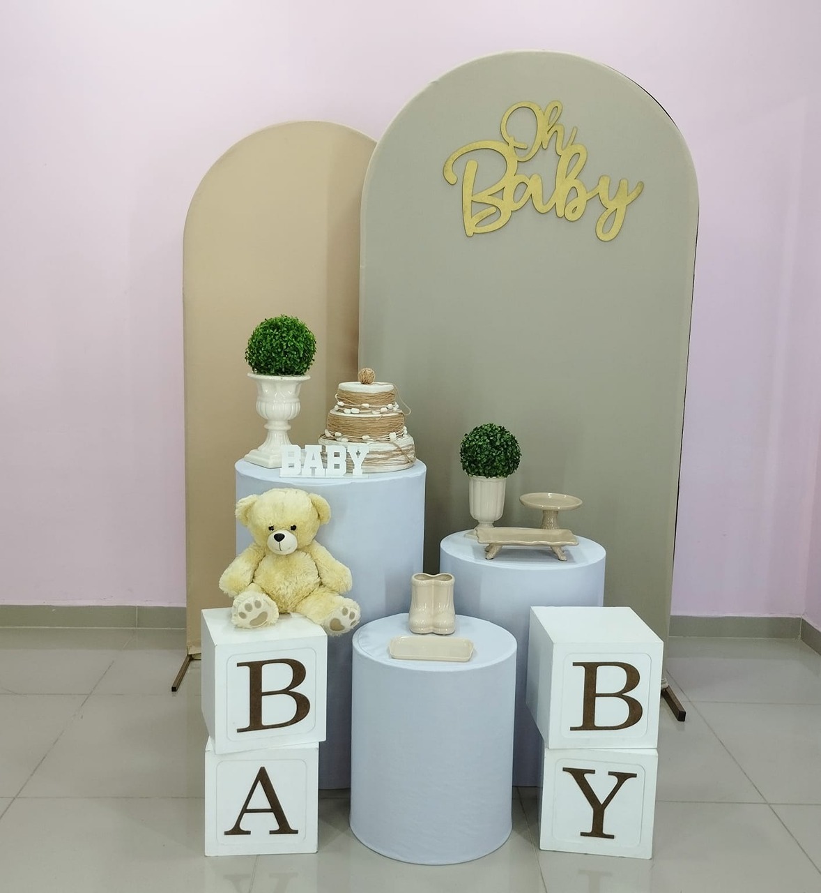 Kit Chá de Bebe Branco E Nude Numero 4 - pampegueemonte