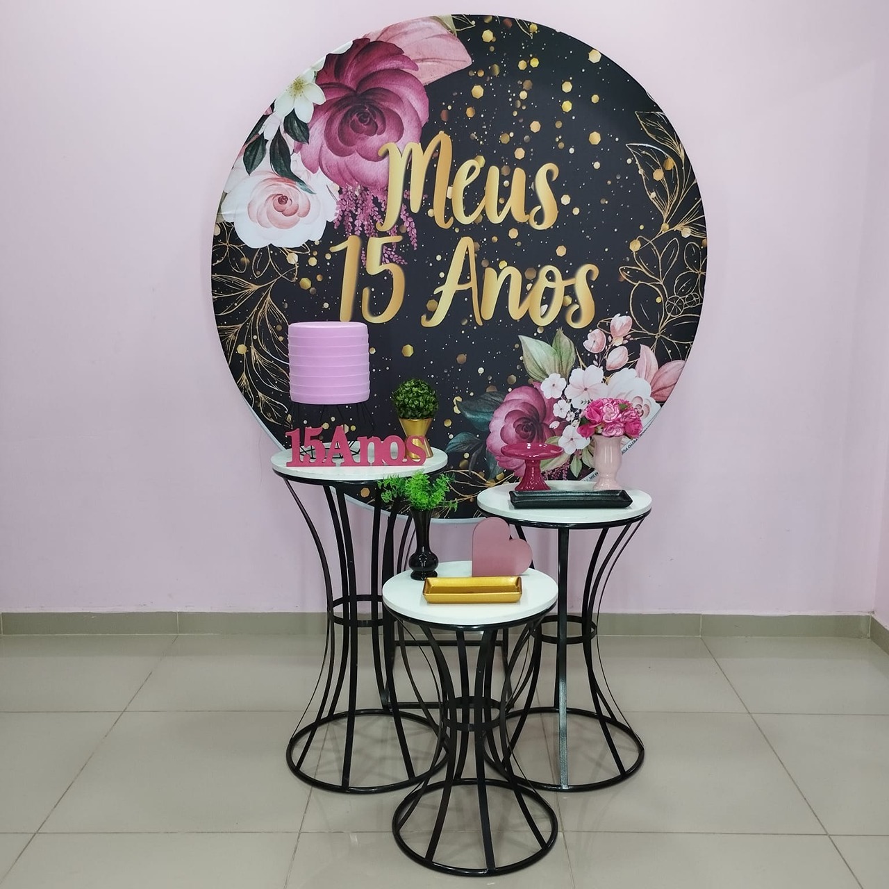 Kit 15 Anos Preto E Pink Número 8 - pampegueemonte