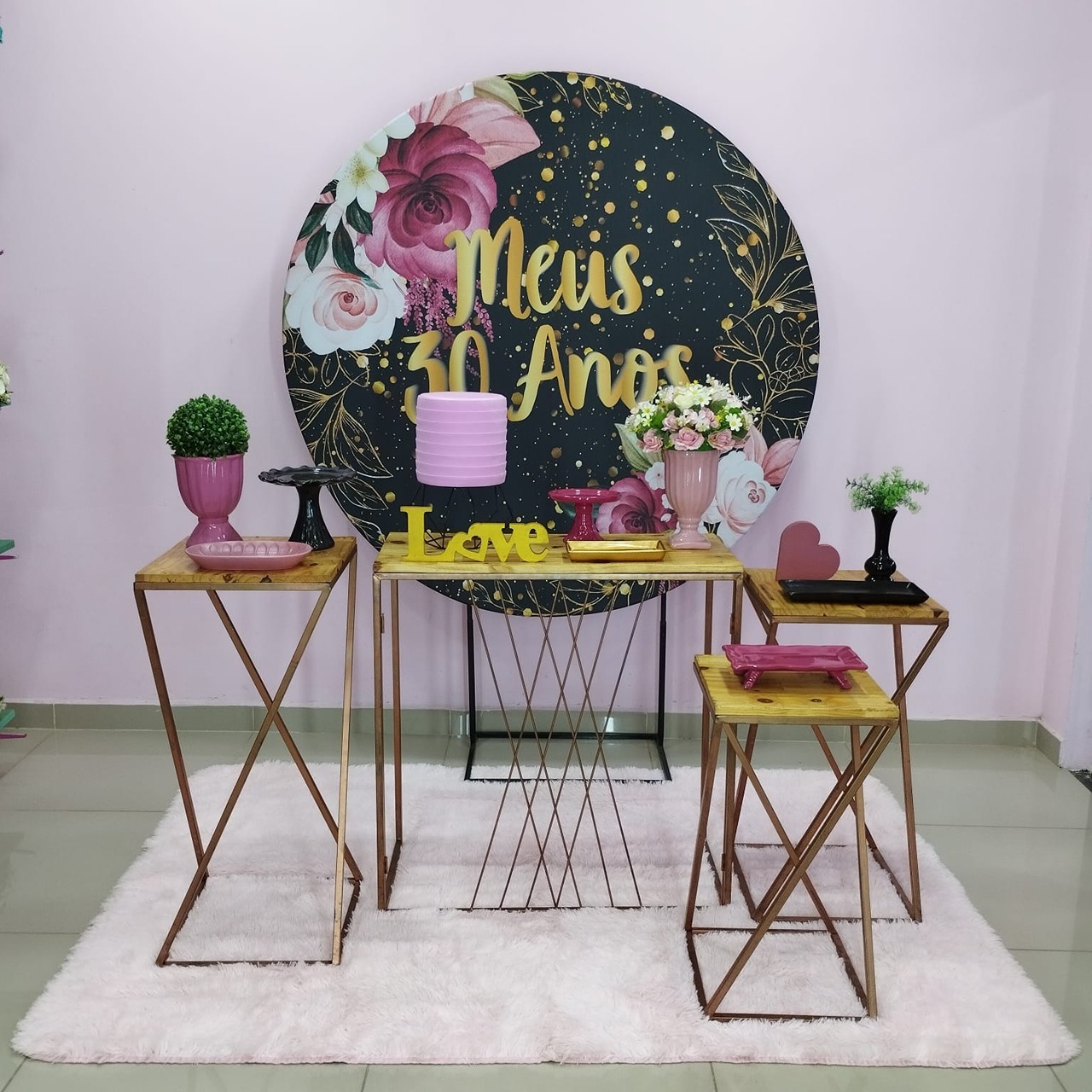 Kit 30 Anos Preto E Pink Número 1 - pampegueemonte