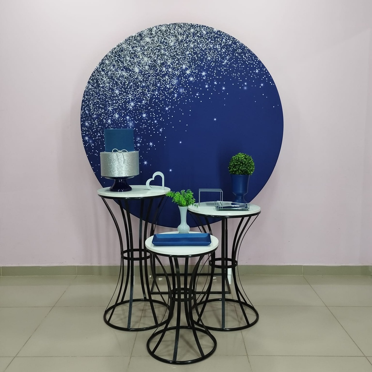 Kit Adulto Azul Com Glitter Prata Número 3 - pampegueemonte