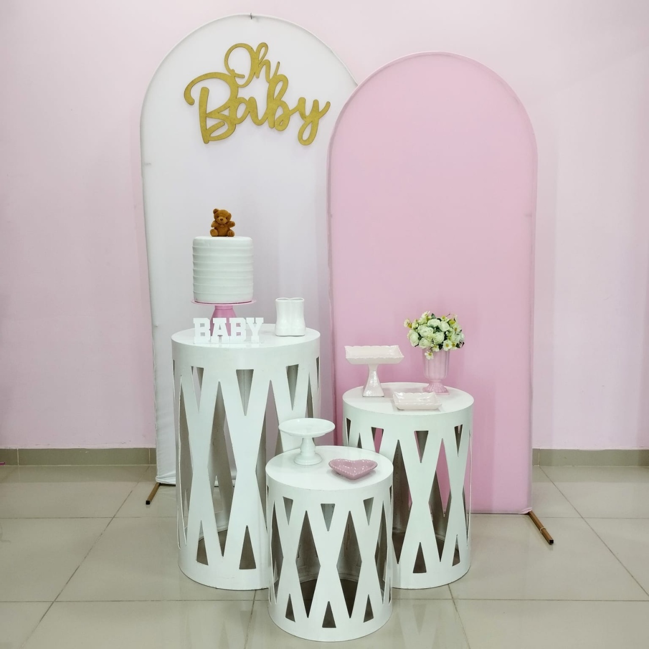 Kit Chá de Bebê Rosa Numero 8 - pampegueemonte