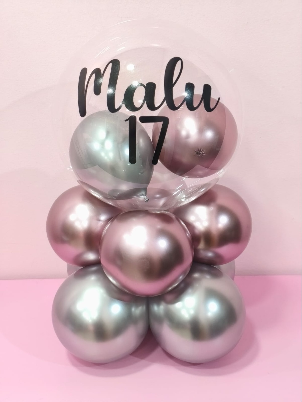 Bubble de Mesa 40Cm de Altura Prata E Rose - pampegueemonte