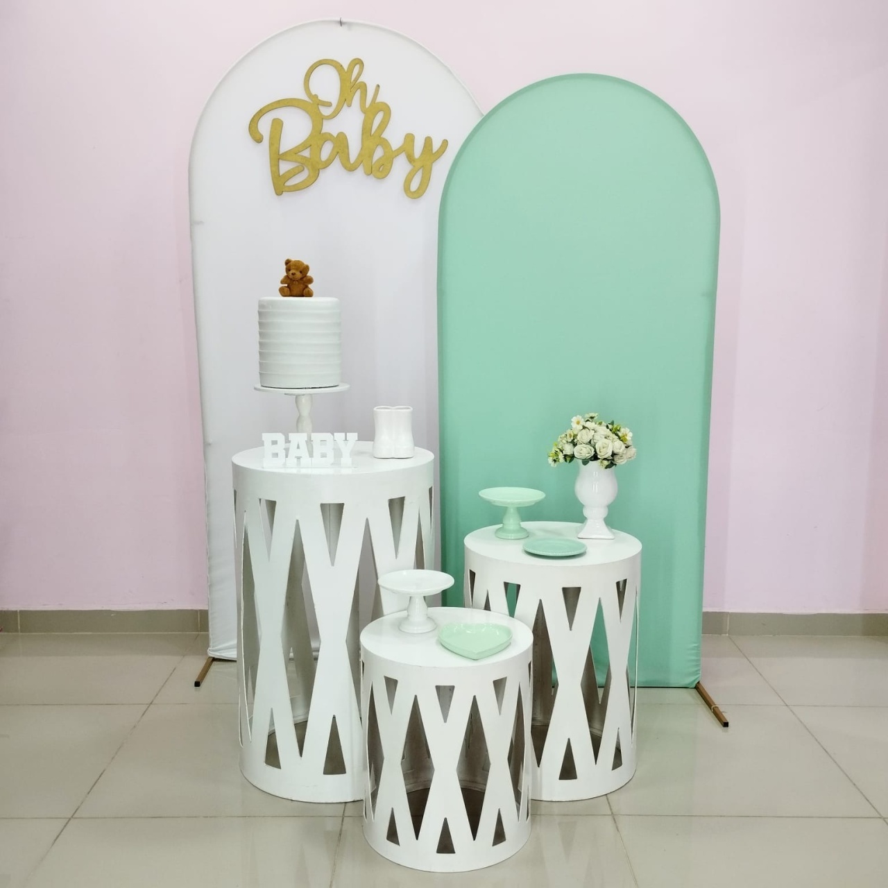 Kit Chá de Bebê Branco E Verde Numero 3 - pampegueemonte