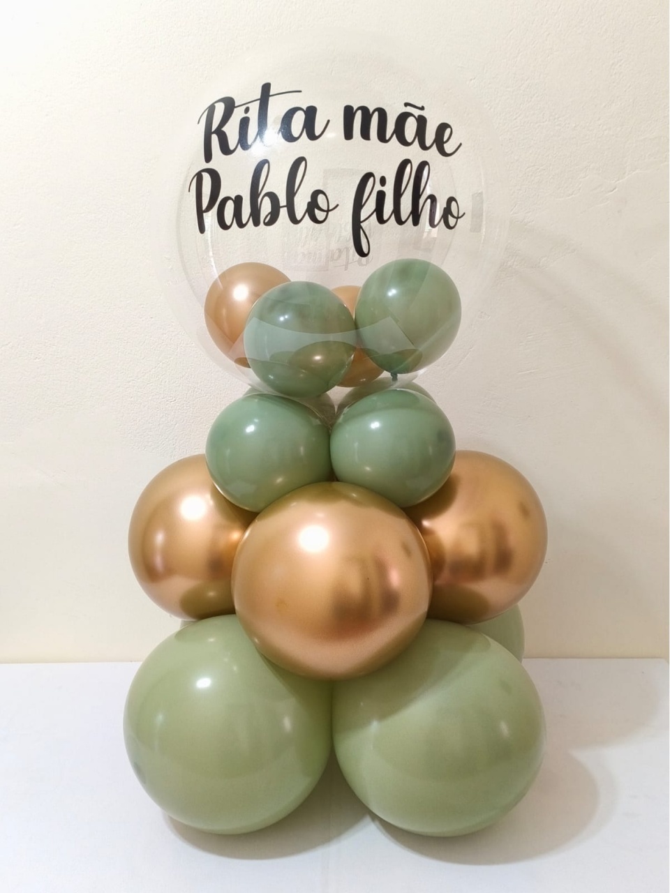 Bubble de Chão 70Cm de Altura Verde E Dourado - pampegueemonte