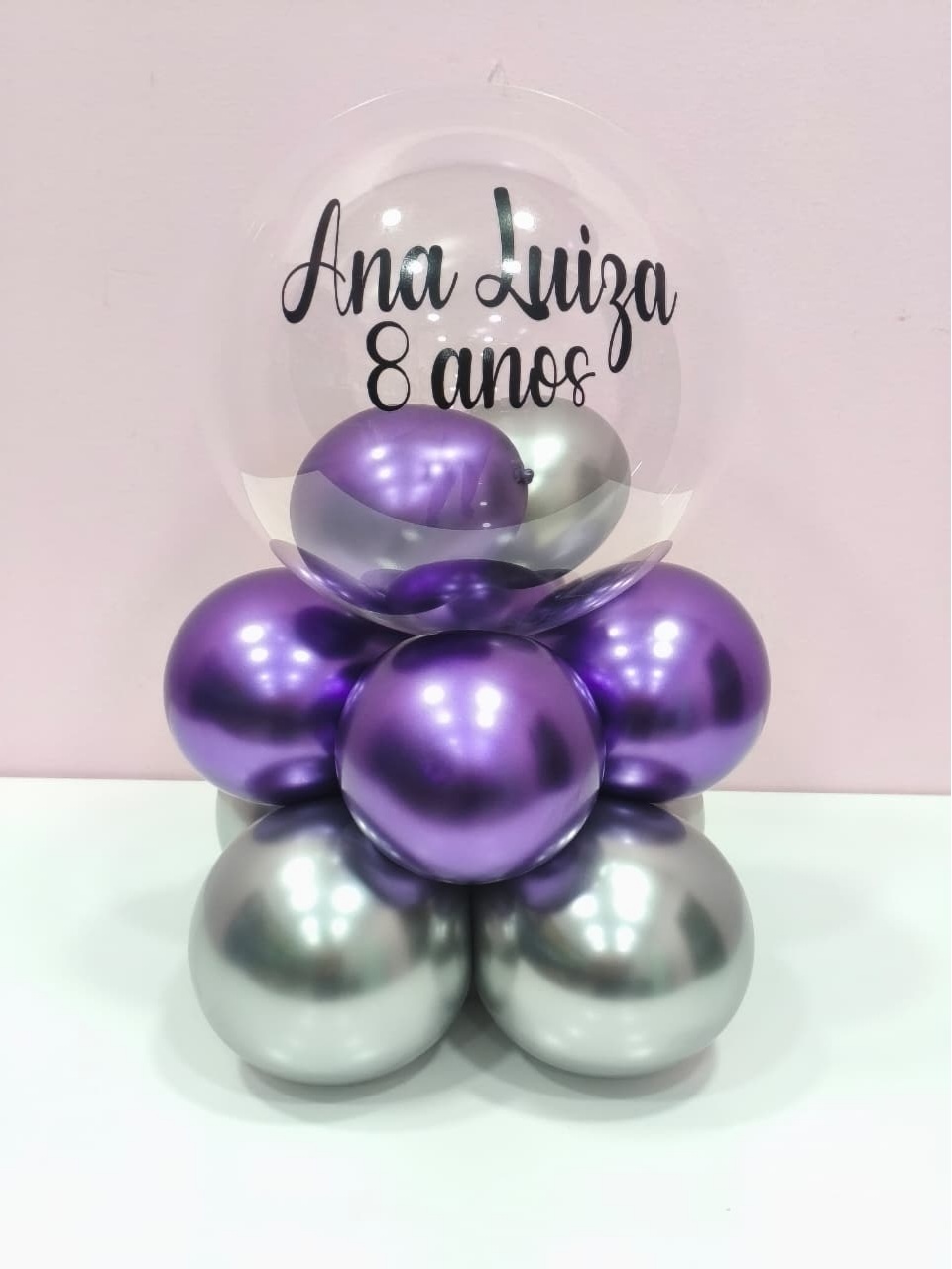 Bubble de Mesa 40Cm de Altura Prata E Violeta - pampegueemonte