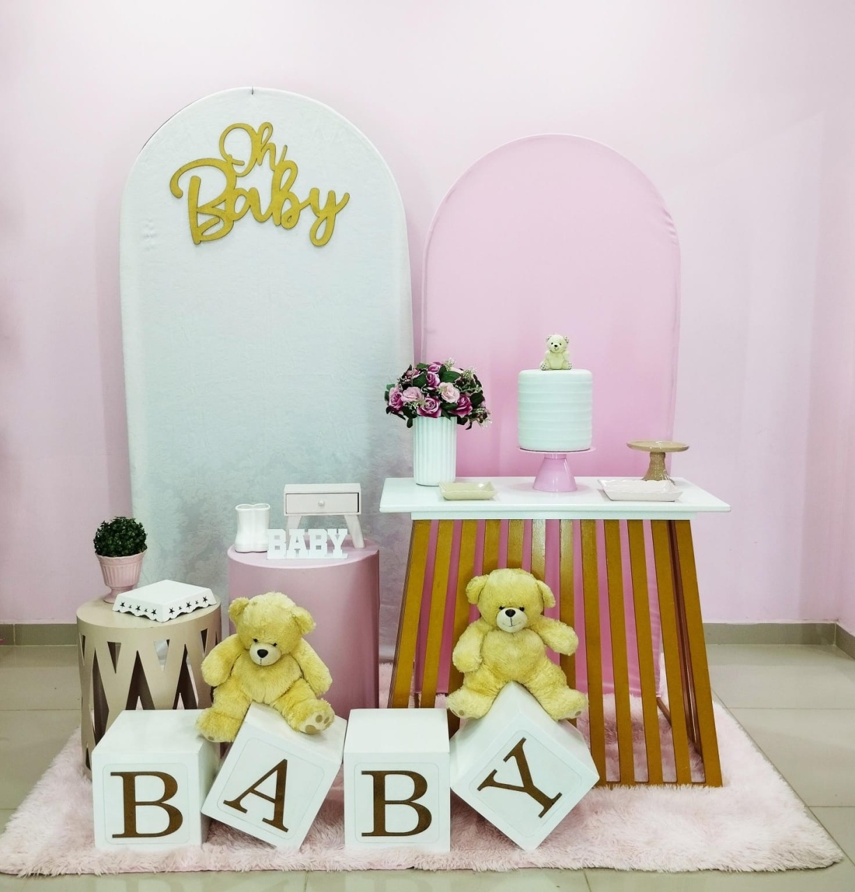 Kit Chá de Bebê Rosa Numero 4 - pampegueemonte
